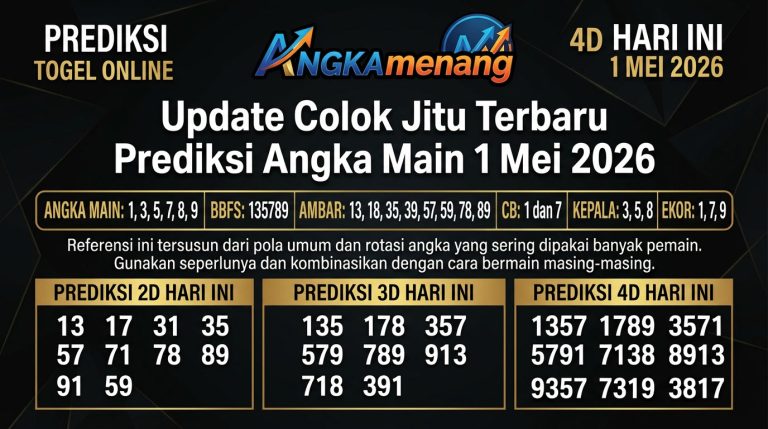 Prediksi Togel Online 4D Hari Ini 1 Mei 2026 angkamenang