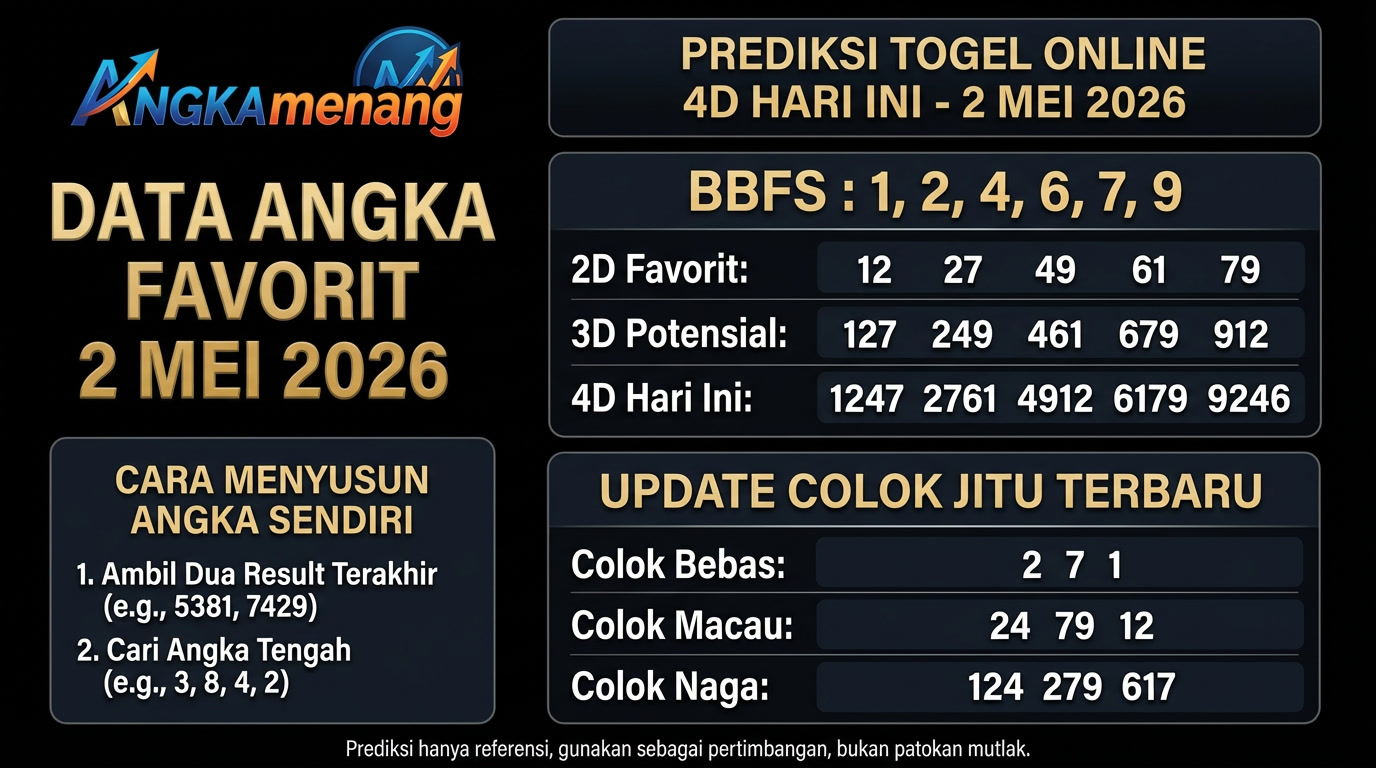 Prediksi Togel Online 4D Hari Ini 2 Mei 2026 angkamenang