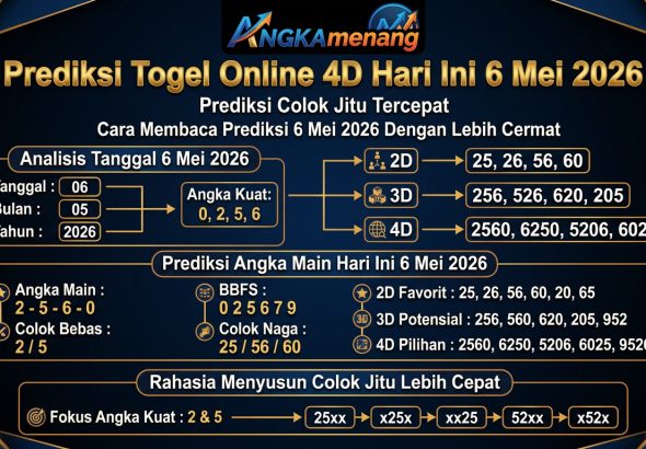 Prediksi Togel Online 4D Hari Ini 6 Mei 2026 Prediksi Colok Jitu Tercepat 2