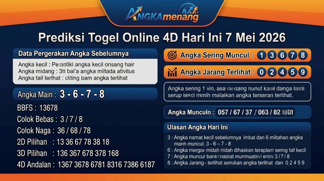 Prediksi Togel Online 4D Hari Ini 7 Mei 2026 Prediksi Colok Jitu Tercepat