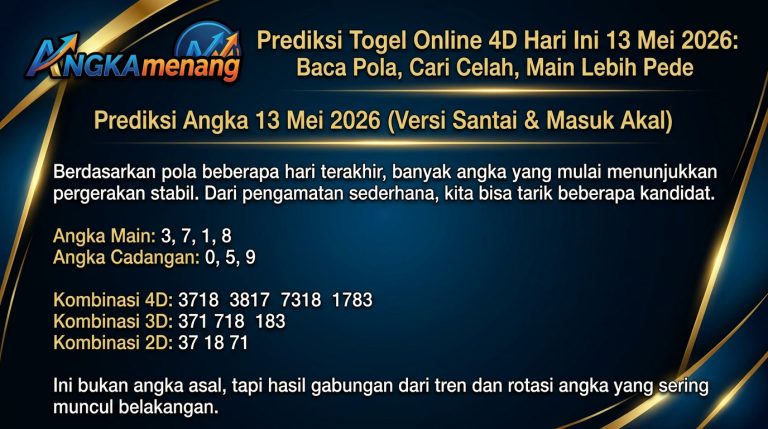 Prediksi Togel Online 4D Hari Ini 12 Mei 2026 angkamenang 2
