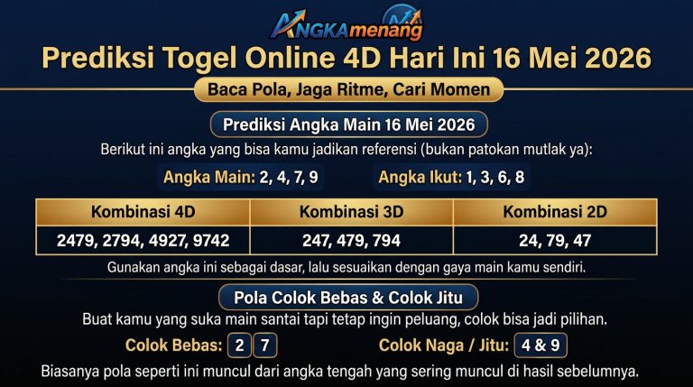 Prediksi Togel Online 4D Hari Ini 16 Mei 2026 2