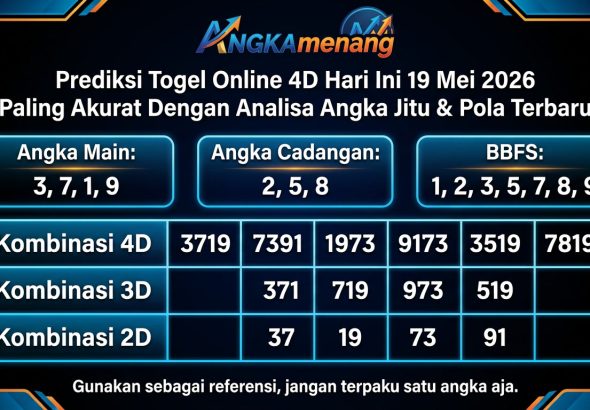 Prediksi Togel Online 4D Hari Ini 19 Mei 2026 angkamenang