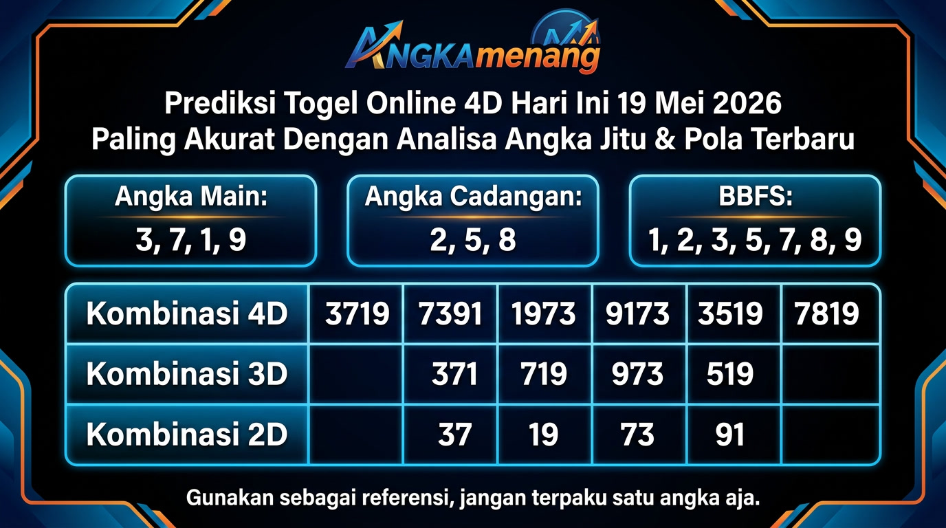 Prediksi Togel Online 4D Hari Ini 19 Mei 2026 angkamenang