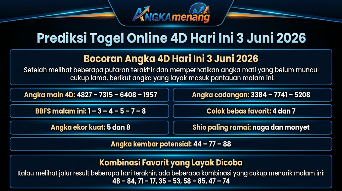 Prediksi Togel Online 4D Hari Ini 3 Juni 2026 II